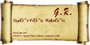 Gyárfás Rabán névjegykártya